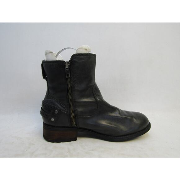 UGG Womens Size 8.5 M Black Leather Buckle Zip Ankle Fashion Boots Bootie - Picture 4 of 11